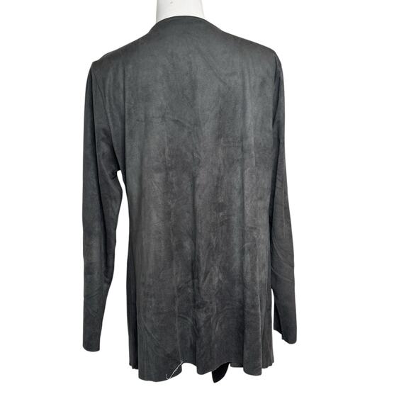 Soft Surroundings Faux Suede Waterfall Jacket Sz Large - Graphite Color - Picture 4 of 7